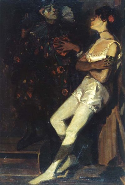 Standing Artist and Pierrot in a Darkened Room by Amandus Faure